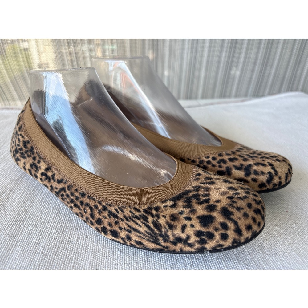 Stuart Weitzman Leopard Print Ballet Flats Brown Animal Print Shoes 8.5 M Spain